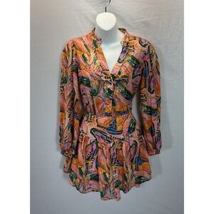 LAAGAM Long sleeve top and skirt Set‎ colorful tropical lightweight size SM